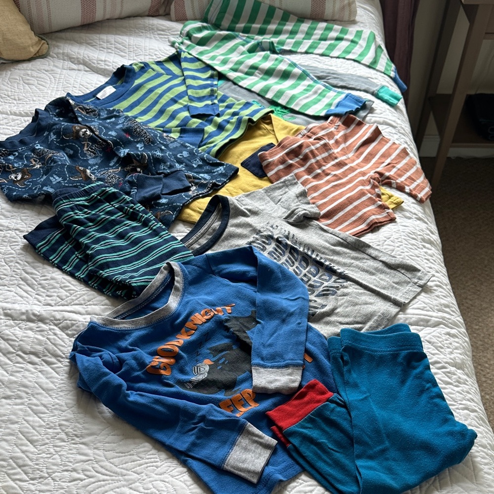 Boys Blue Striped and Graphic Pajama Set - Kids Pajamas